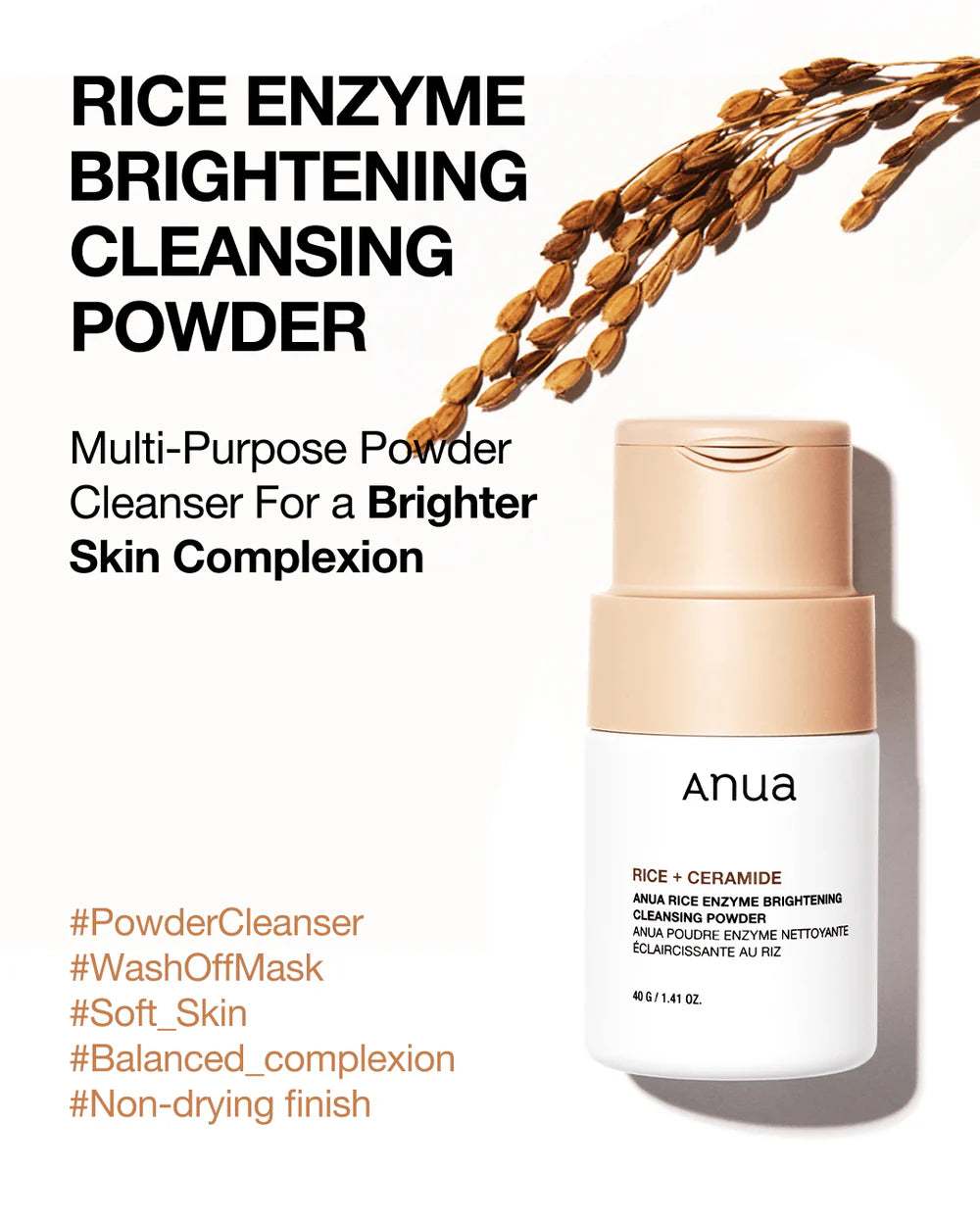 Anua Rice Enzyme Brightening Cleansing Powder 40g
